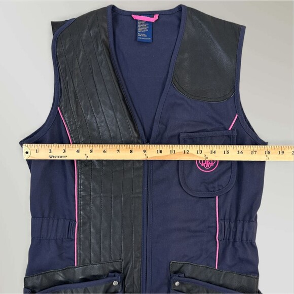 Beretta Women’s Shooting Sport Vest Navy & Pink Hunting Leather Mesh Size 42 - Picture 7 of 8